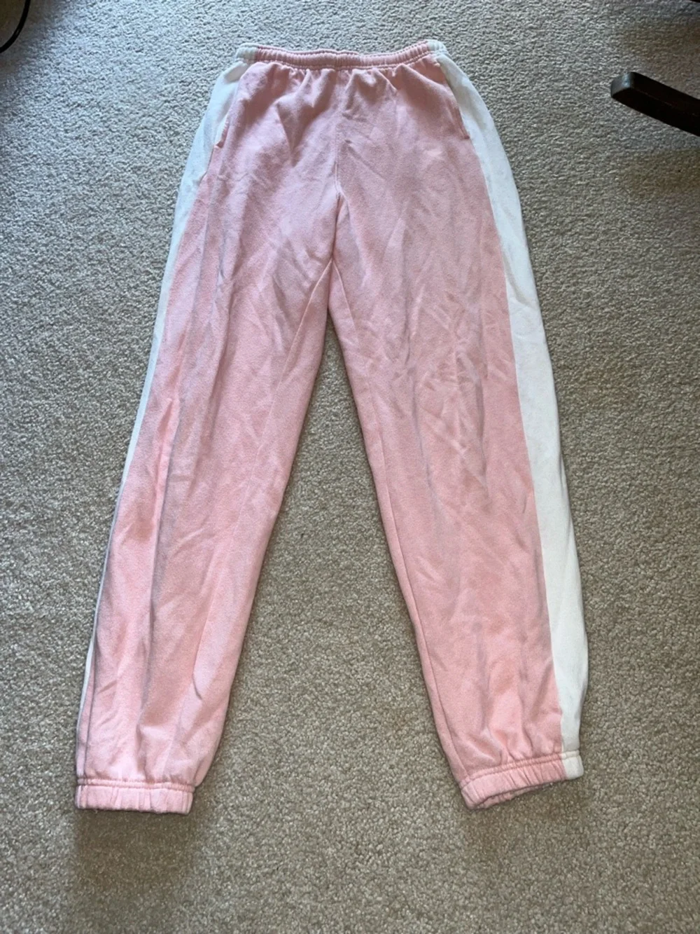 Pink Joggers with White Side Stripes - Casual Sweatpants - Picture 1 of 6